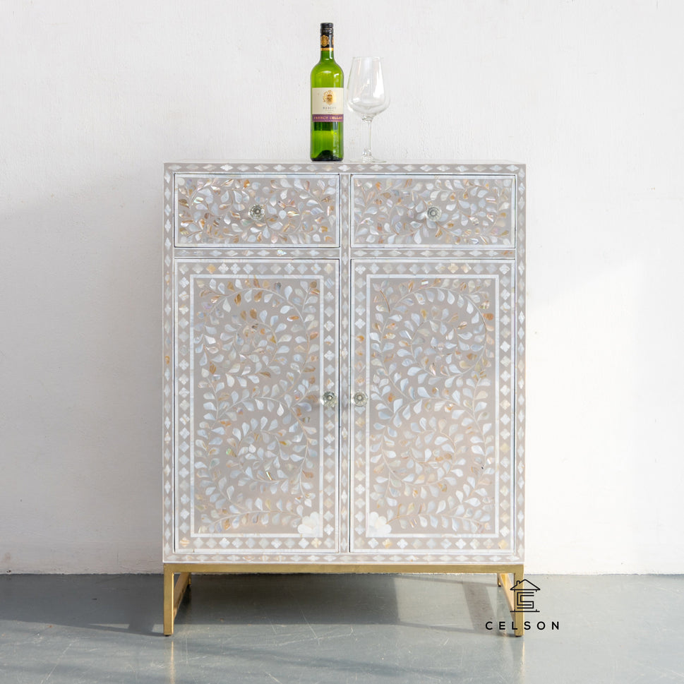 Pettra Mother of Pearl Inlay Bar Cabinet