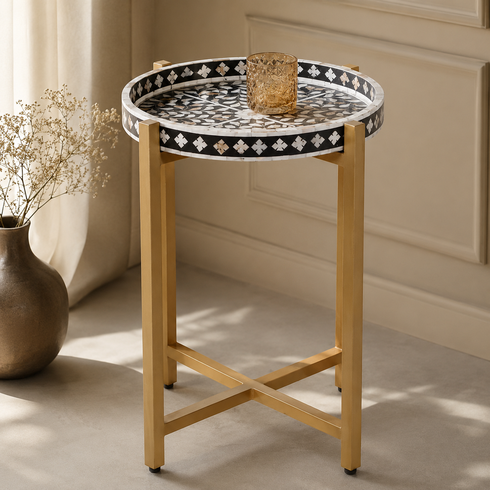 Lavie Mother of Pearl Inlay Side Table