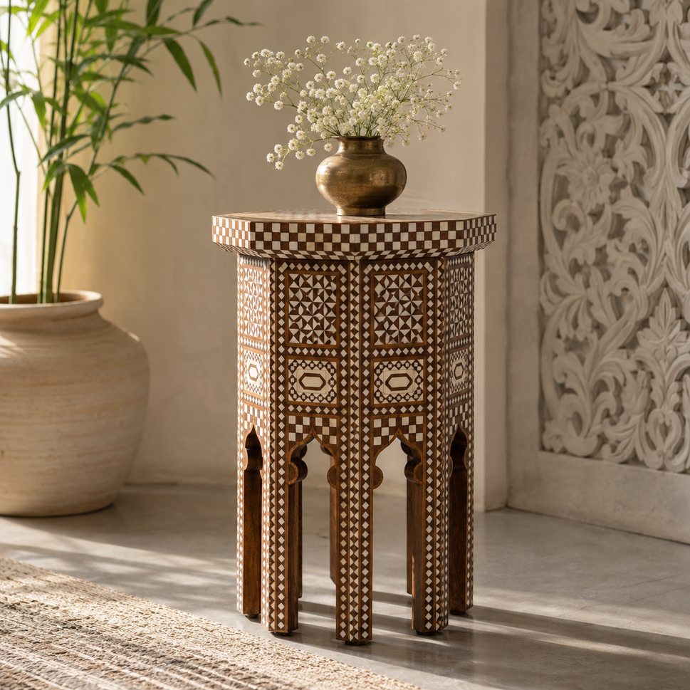 Reham Mother of Pearl Inlay Side Table