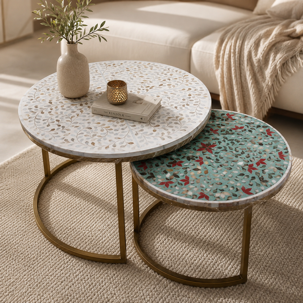 Avenour Mother of Pearl Inlay Nesting Coffee Table