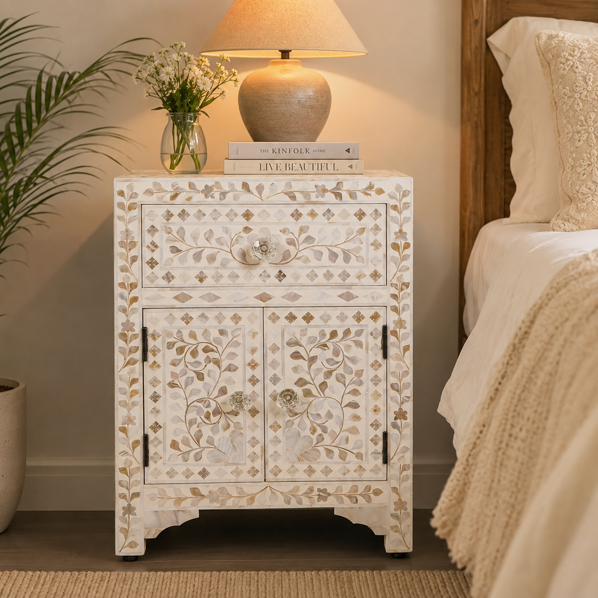 Fiona Mother of pearl Inlay Bedside