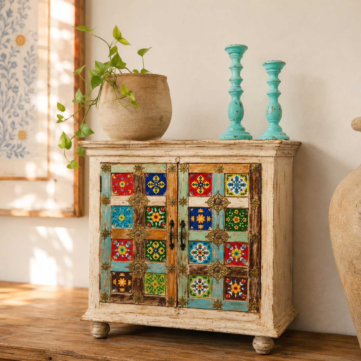 Mandy Carved Tile Cabinet