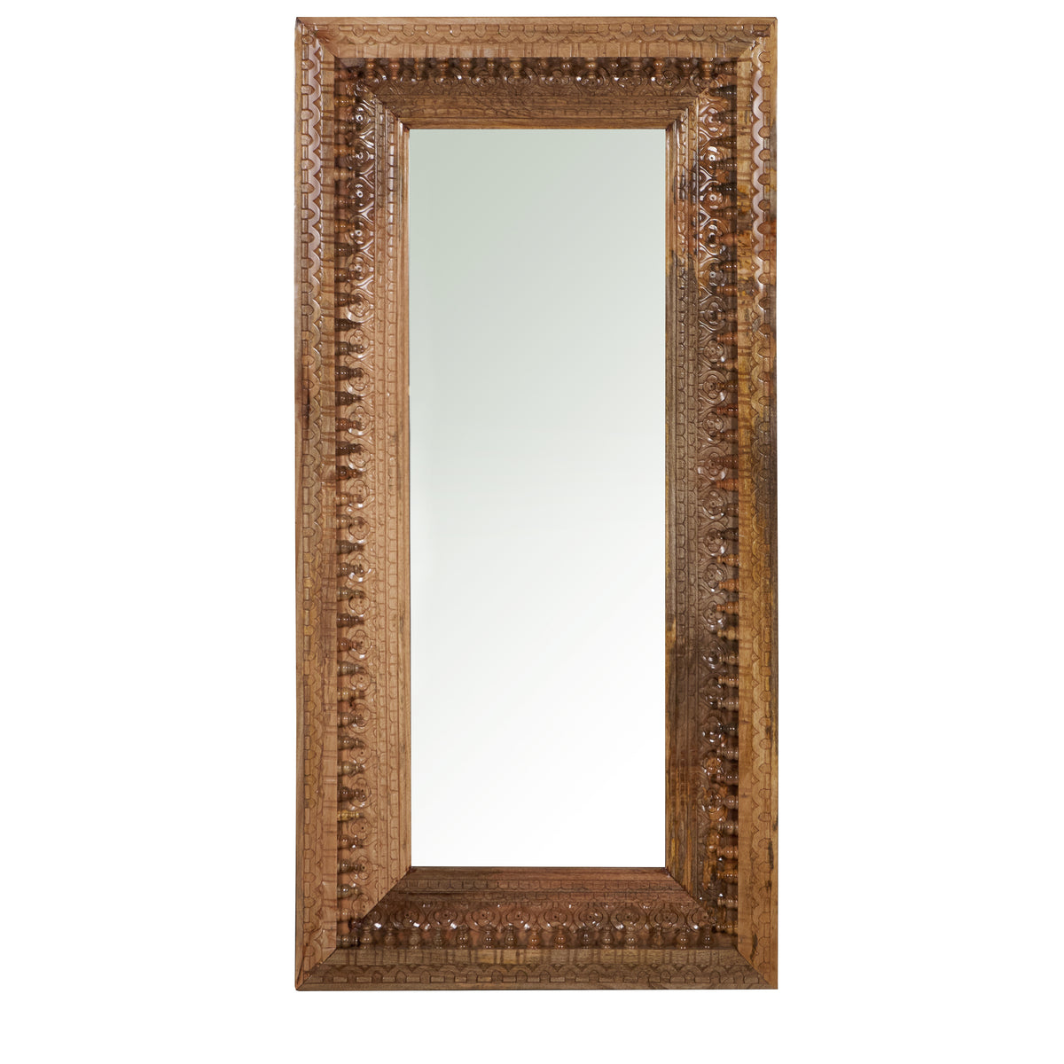 Raj Ved Carved Wooden Mirror
