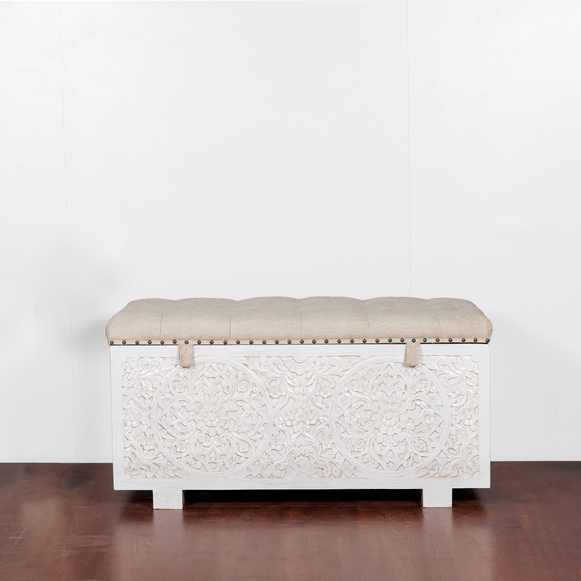 Jaden Wooded Carved Storage Trunk