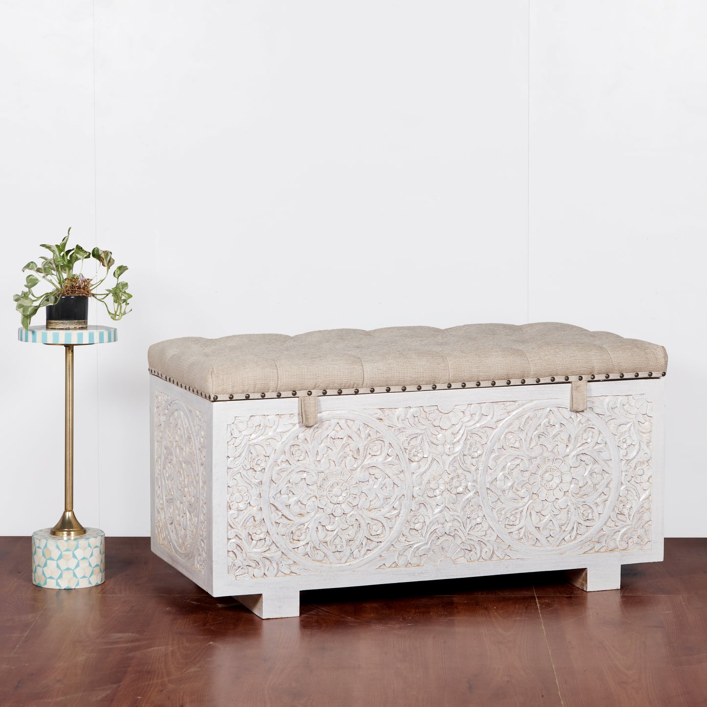 Jaden Wooded Carved Storage Trunk