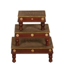 Switch Aadhya Brass Fitted Wooden Chowki Set/3 2 image