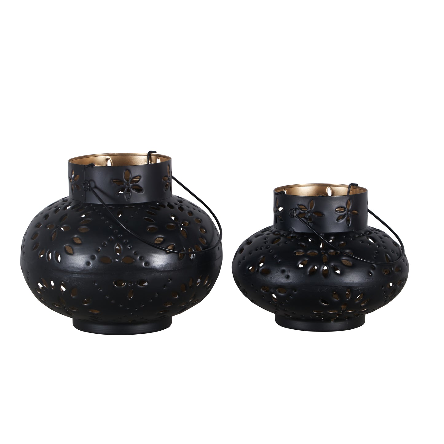 Roohi Antique Brass Finish Lantern Set of 2