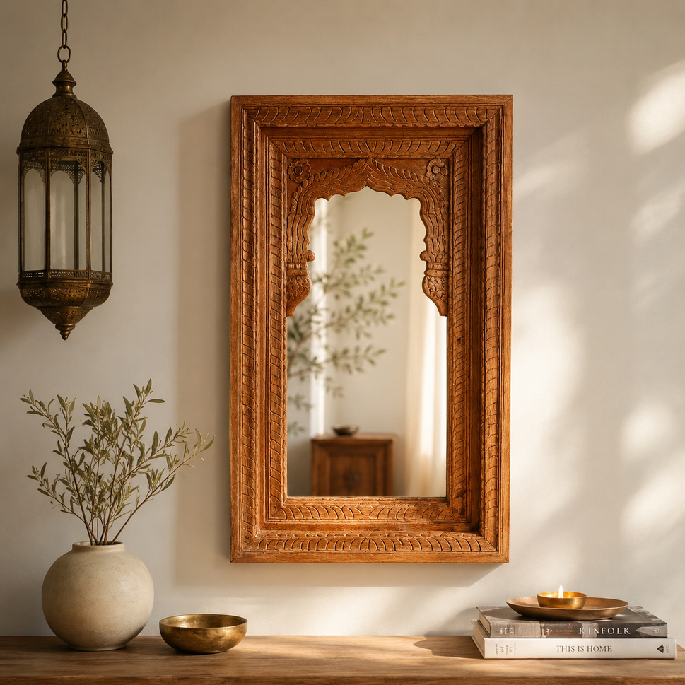 Bryan Hand Carved Wooden Mirror