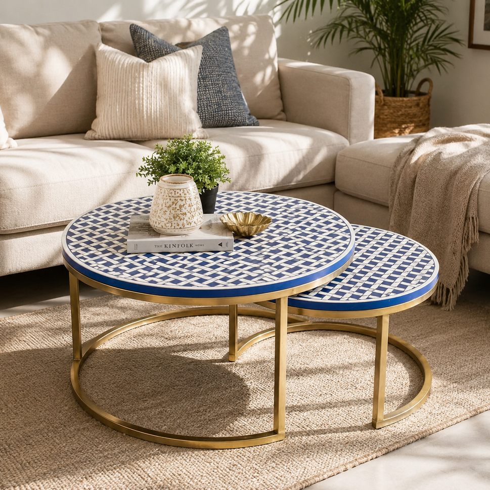 Dalton Bone Inlay Nesting Coffee Table