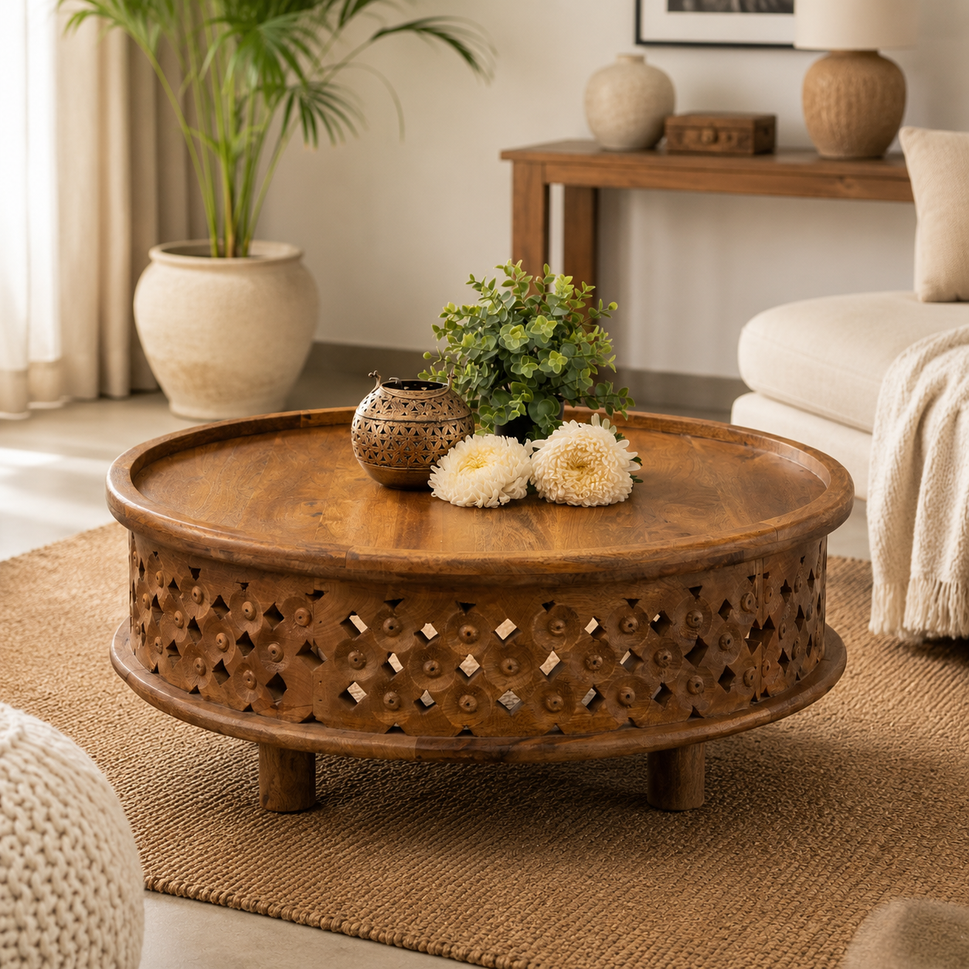 Rocco Carved Wooden Coffee Table