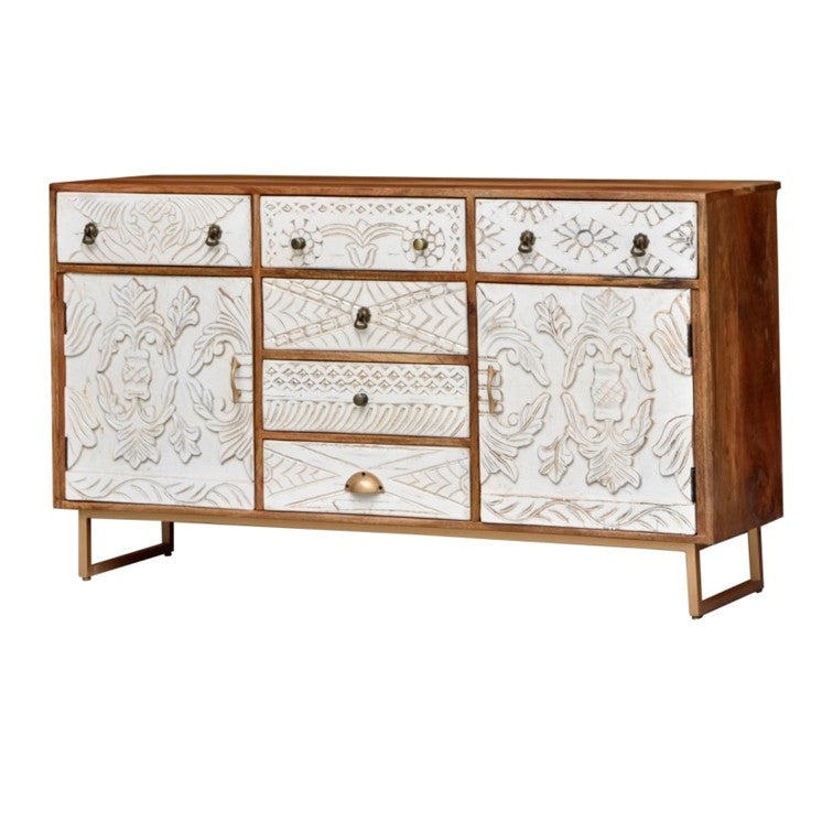 Riva Hand Carved Wooden Side Board