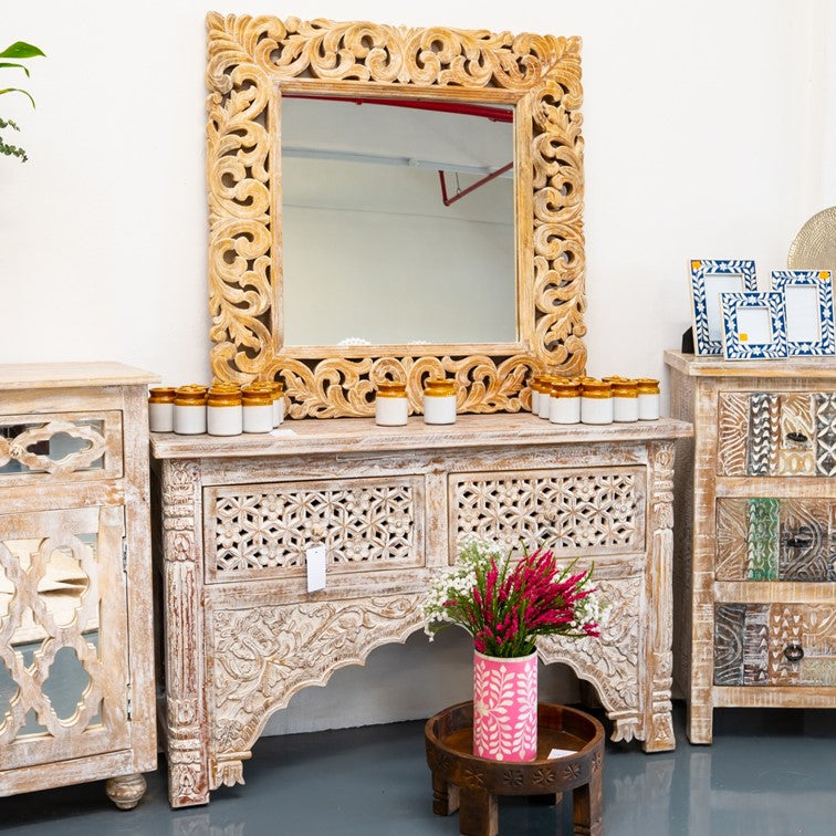 Jane Hand Carved Wodden Mirror