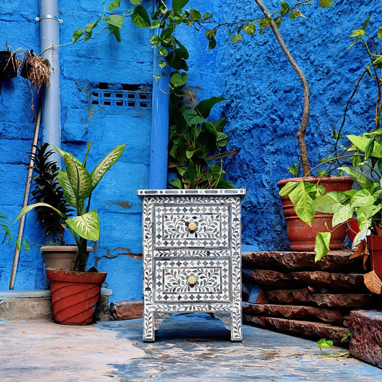 Sagar Bone Inlay Bedside Table