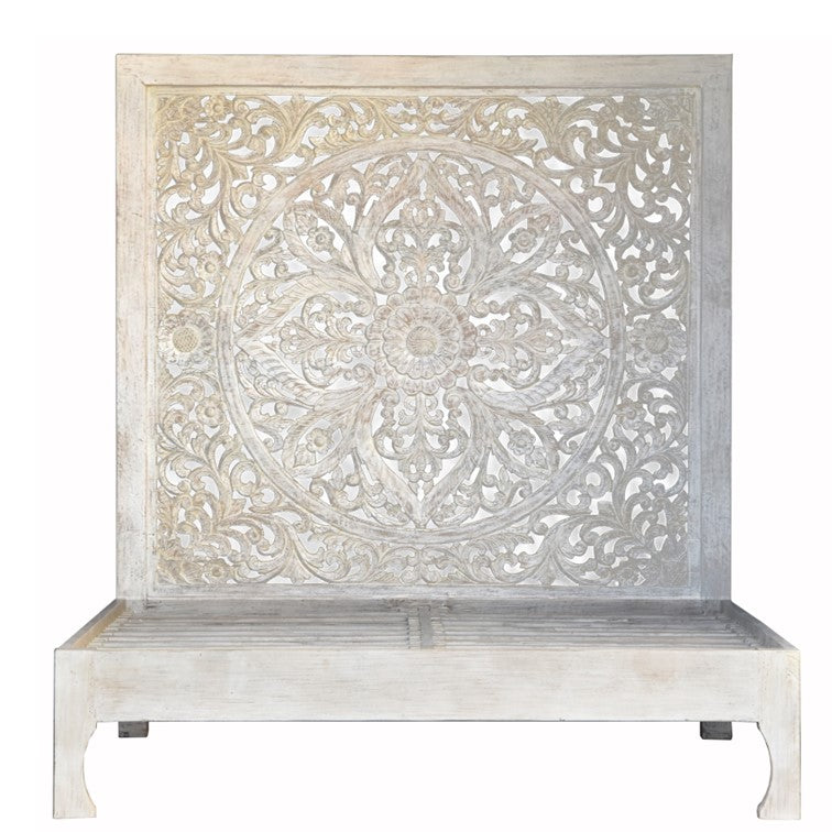 Bob Solid Indian Wood Hand Carved Bed Frame_King Size