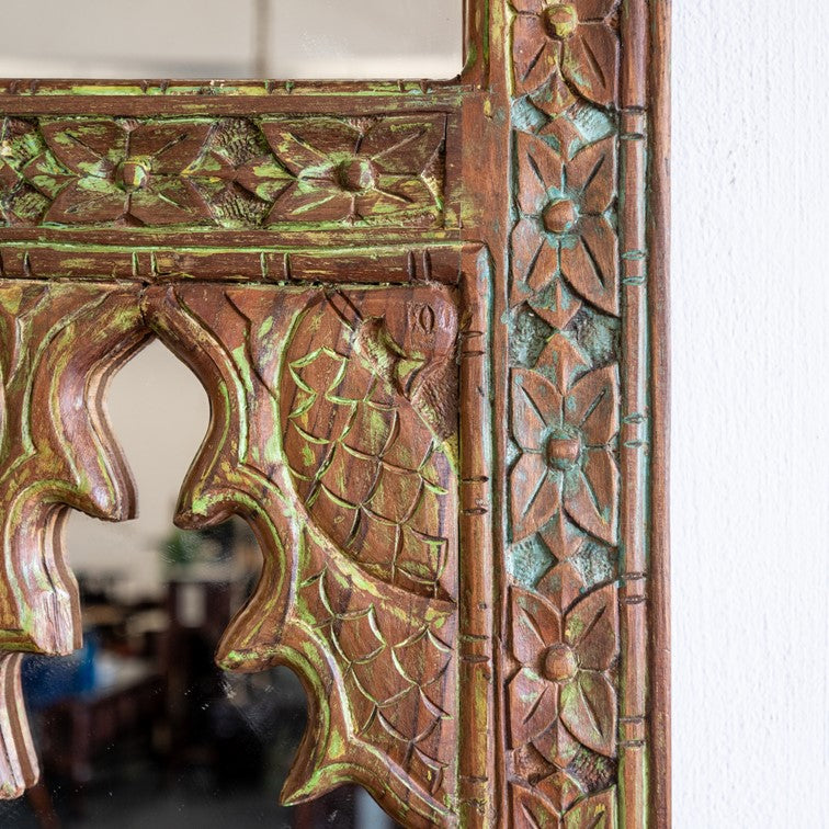 Rama Hand Carved Wooden Mirror