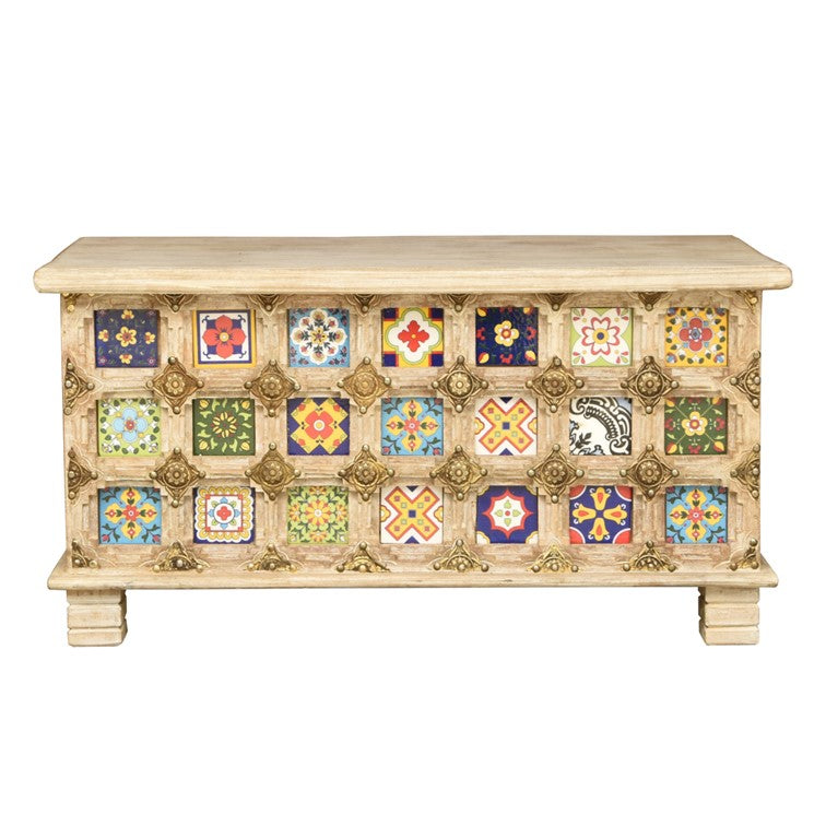 Robin Carved Tile Trunk_Storage Trunk