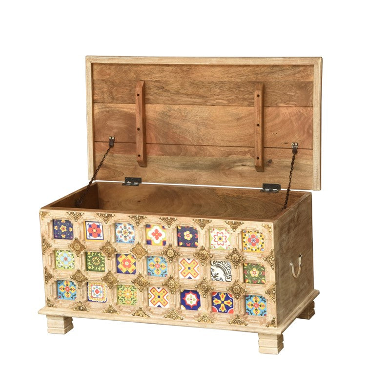 Robin Carved Tile Trunk_Storage Trunk