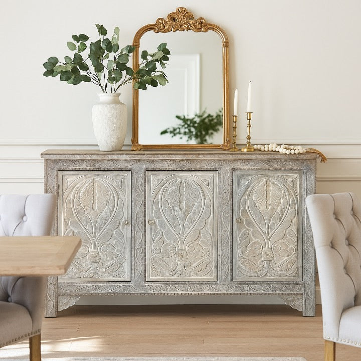 Remi Hand Carved Wooden Sideboard