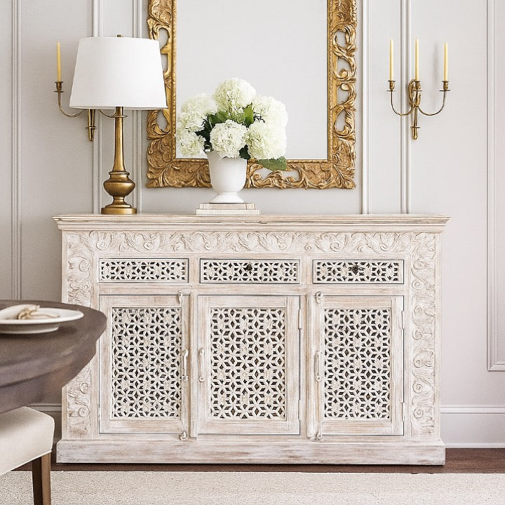 Moon Wooden Hand Carved Sideboard