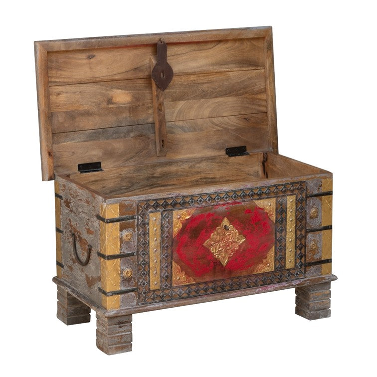 Yuvi Wooden Carved Storage Trunk