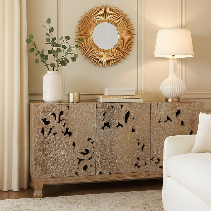 Raina Carved Wooden Sideboard