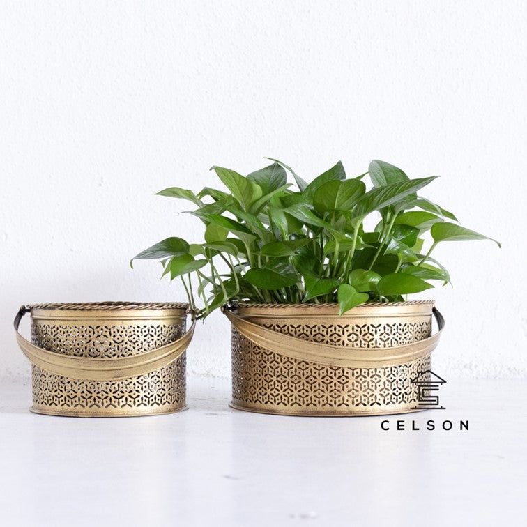 Stella Brass Finish Planter Basket