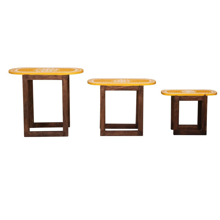 Kala Wooden Hand Painted Nesting Table