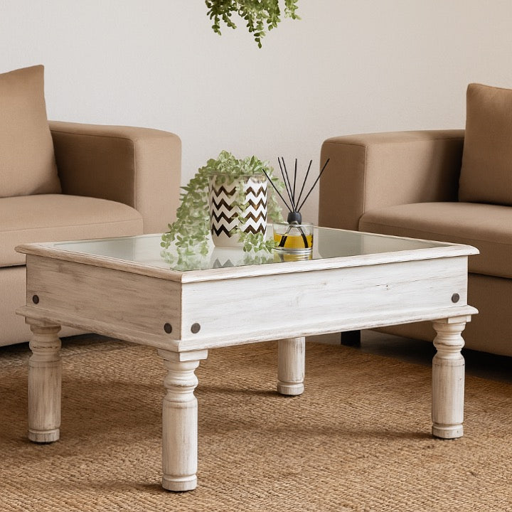 Shiva Carved Tile Coffee Table