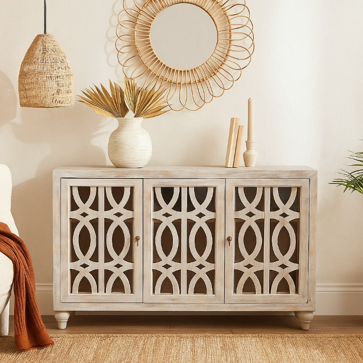 Jody Hand Carved Wooden Side Board