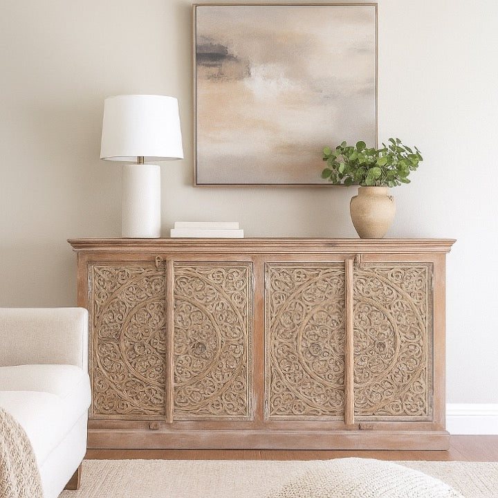 Tram Hand Carved Wooden Sideboard