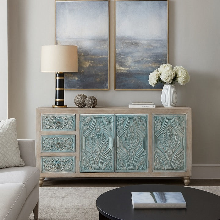 Heidi Hand Carved Wooden Sideboard