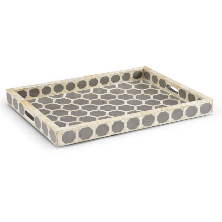 Julius Bone Inlay Tray with Honeycomb Pattern