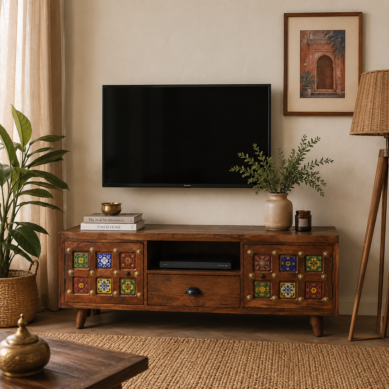 Hira Wooden Tile TV Console