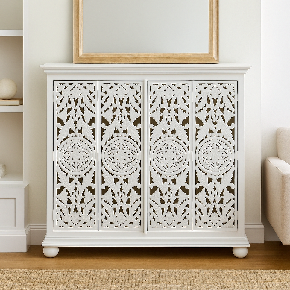 Celio Hand Carved Wooden TV Cabinet