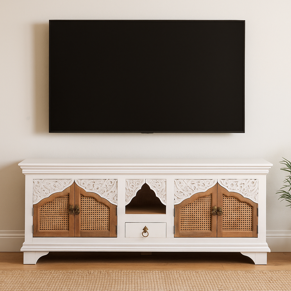 Isabelle Carved Wooden TV Cabinet