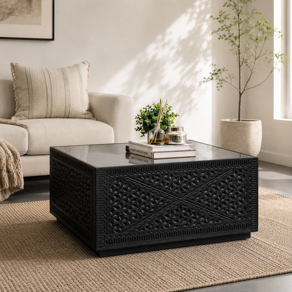Romil Carved Wooden Coffee Table