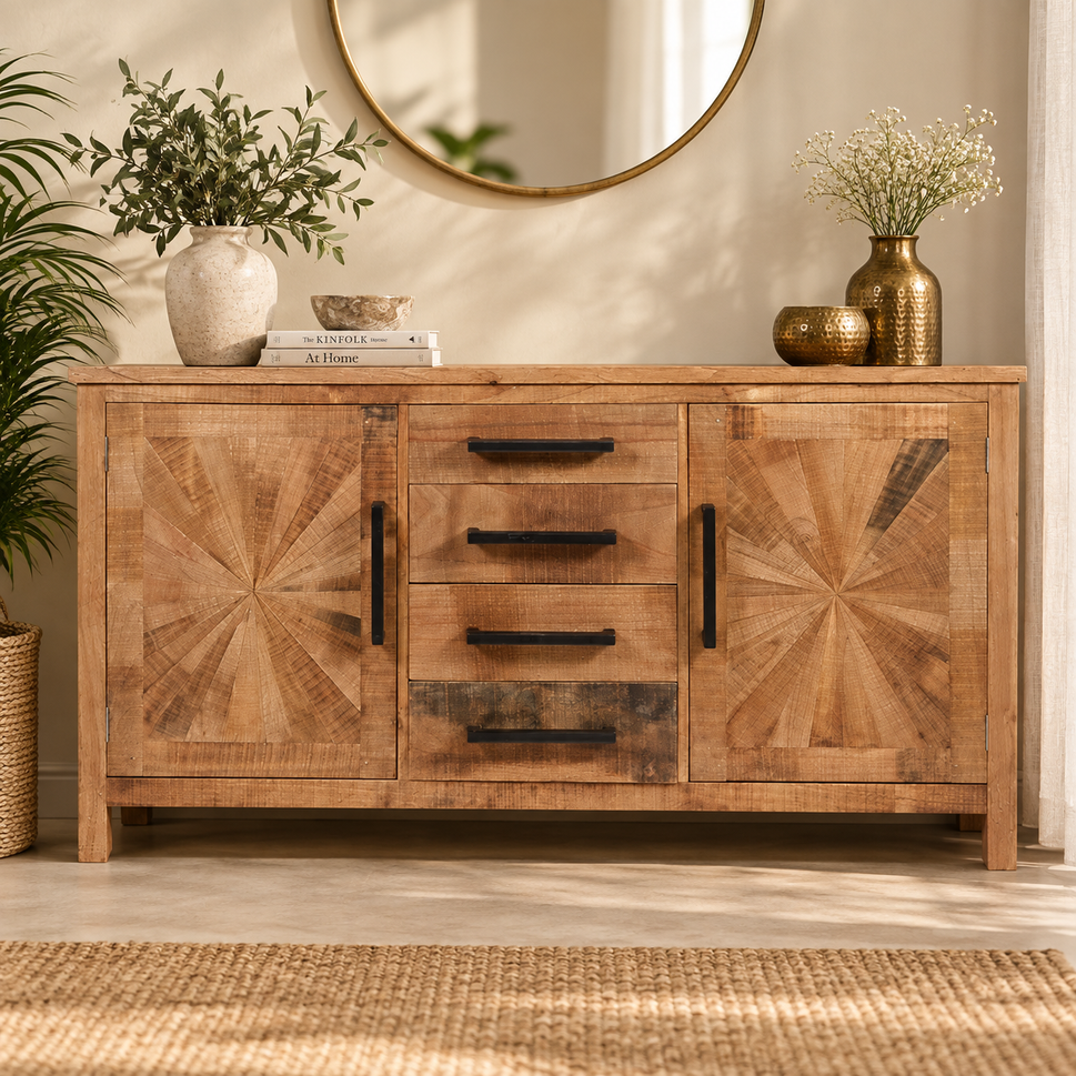 Aakash Hand Carved Wooden Side Board