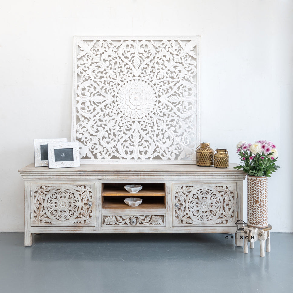 Megan Hand Carved Wooden TV Cabinet