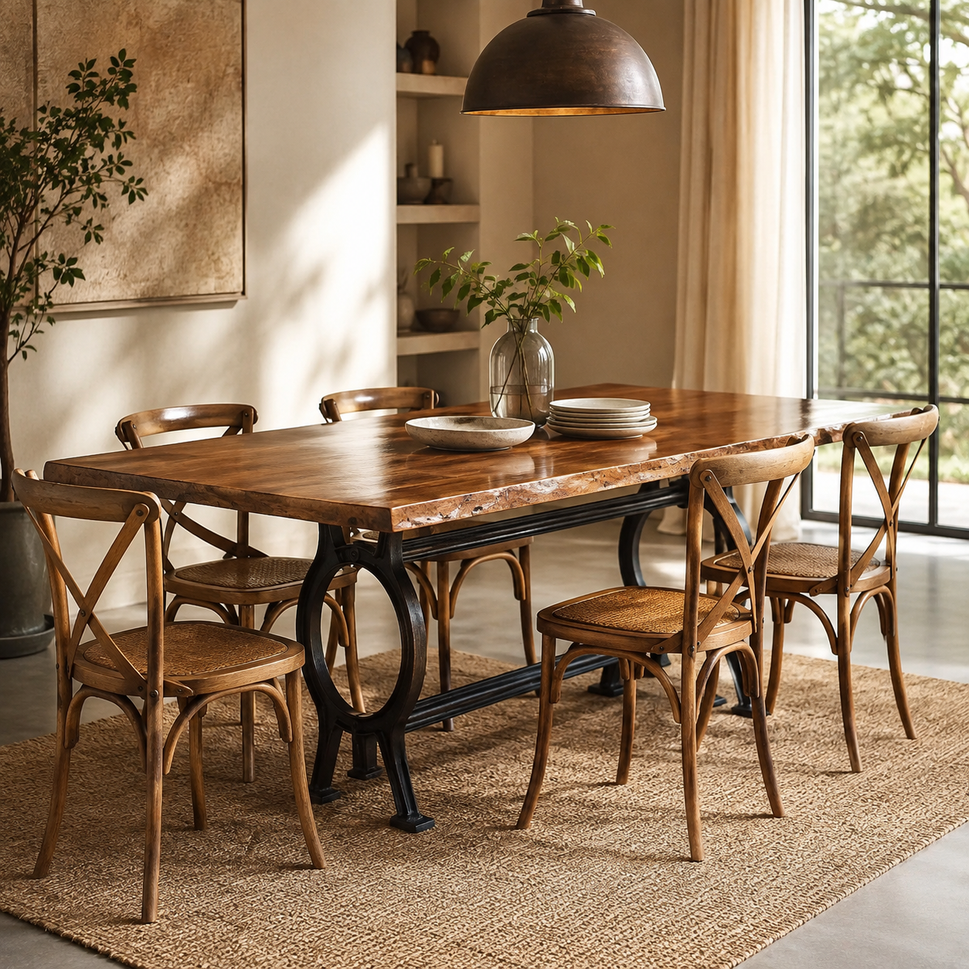Evie Hand Carved Wooden Dining Table