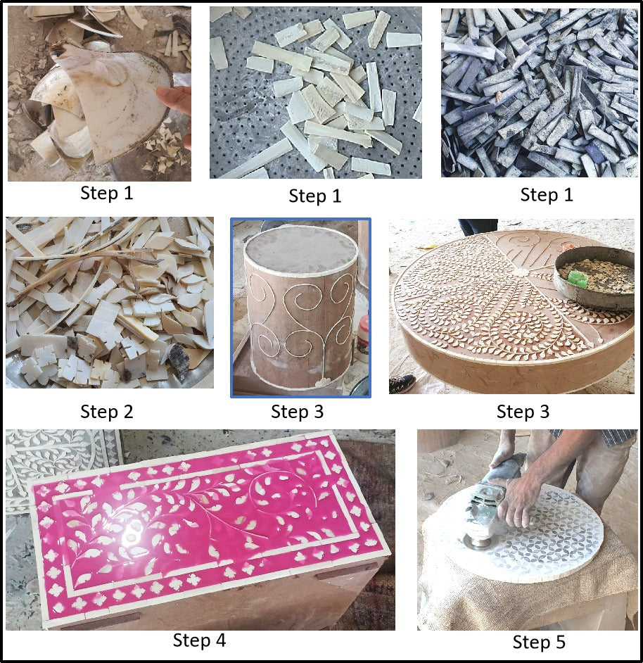 Aaina Bone Inlay Mirror