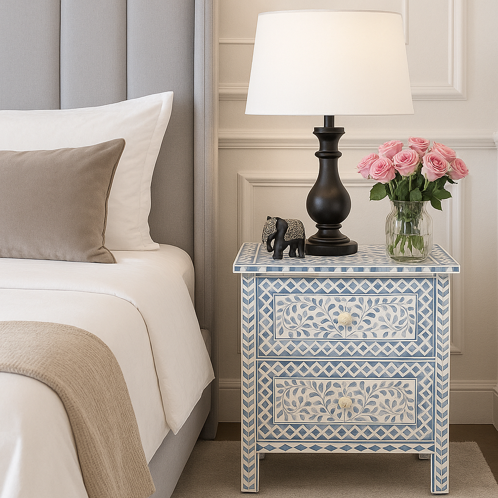 Kathryn Bone Inlay Bed Side