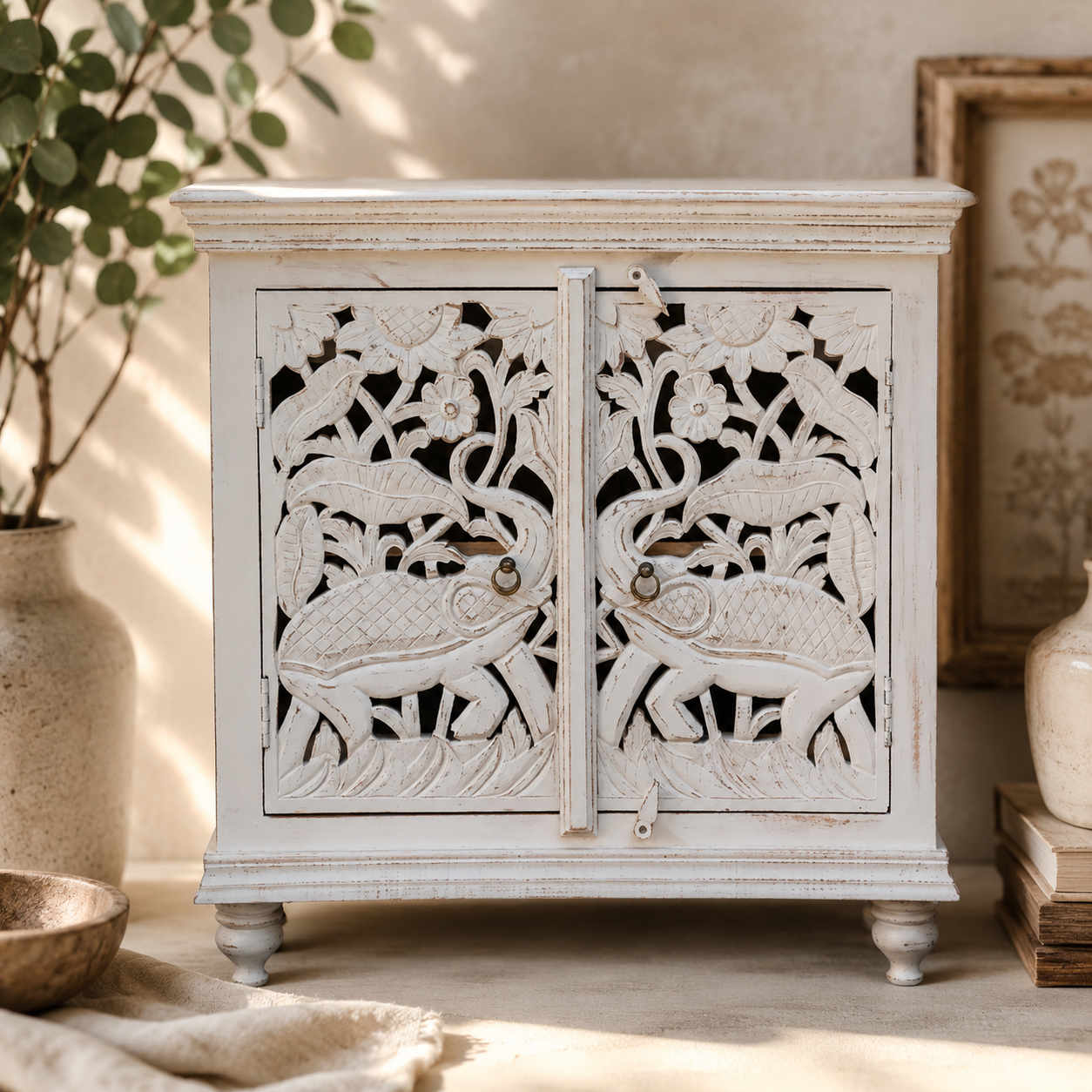 Palmer Carved Wooden Chest