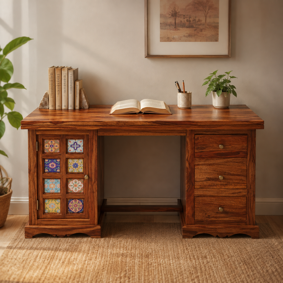 Corey Wooden Hand Carved Work Desk