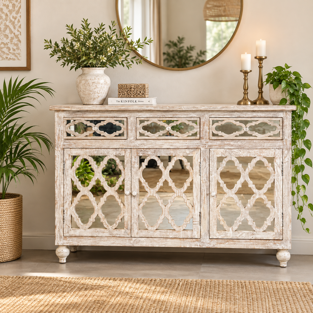 Lee Hand Carved Wooden Sideboard