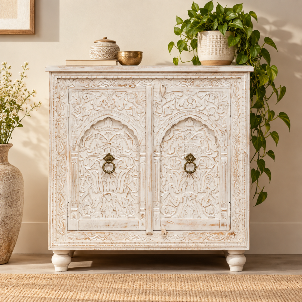 Levio Carved Wooden Cabinet