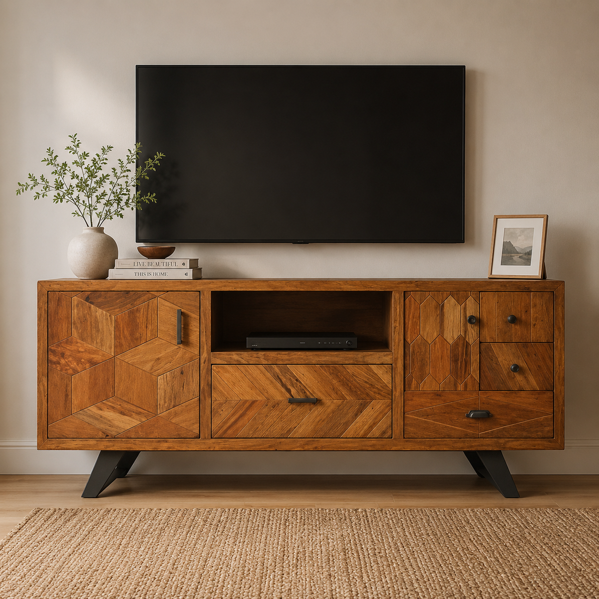 Carroll Hand Carved Wooden TV Cabinet