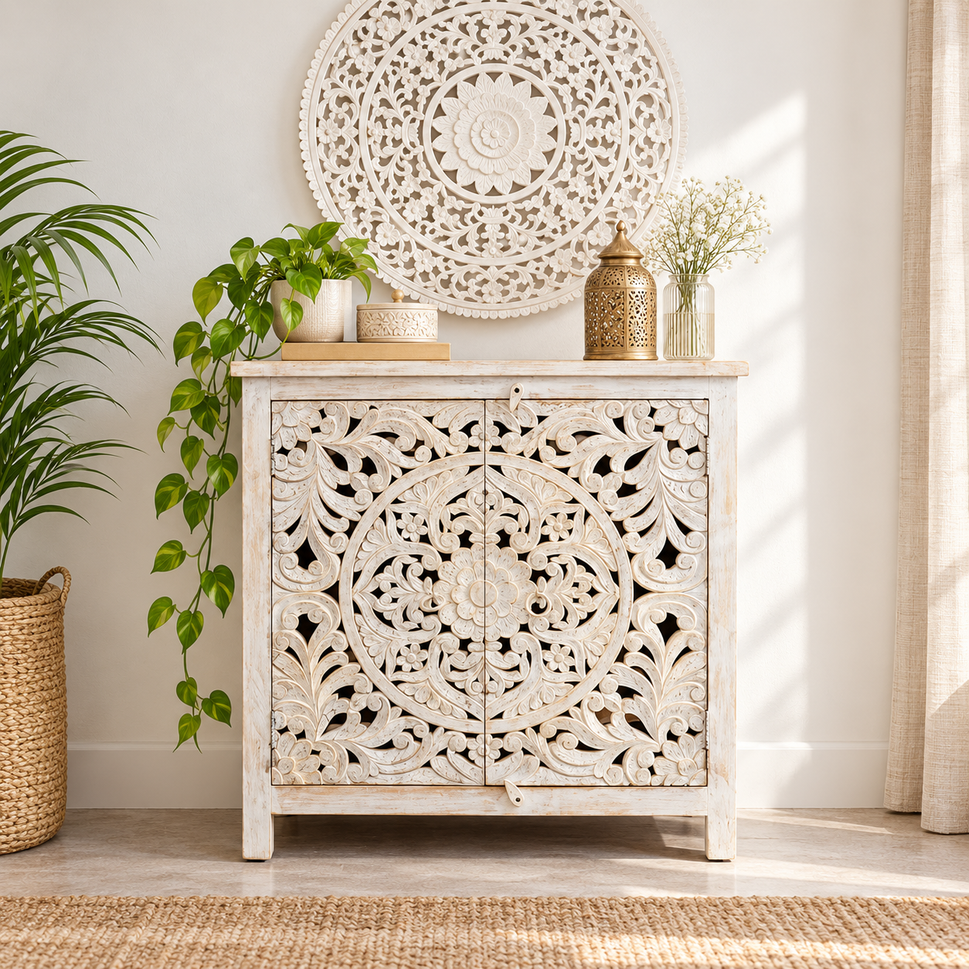 Mica Carved Wooden Chest