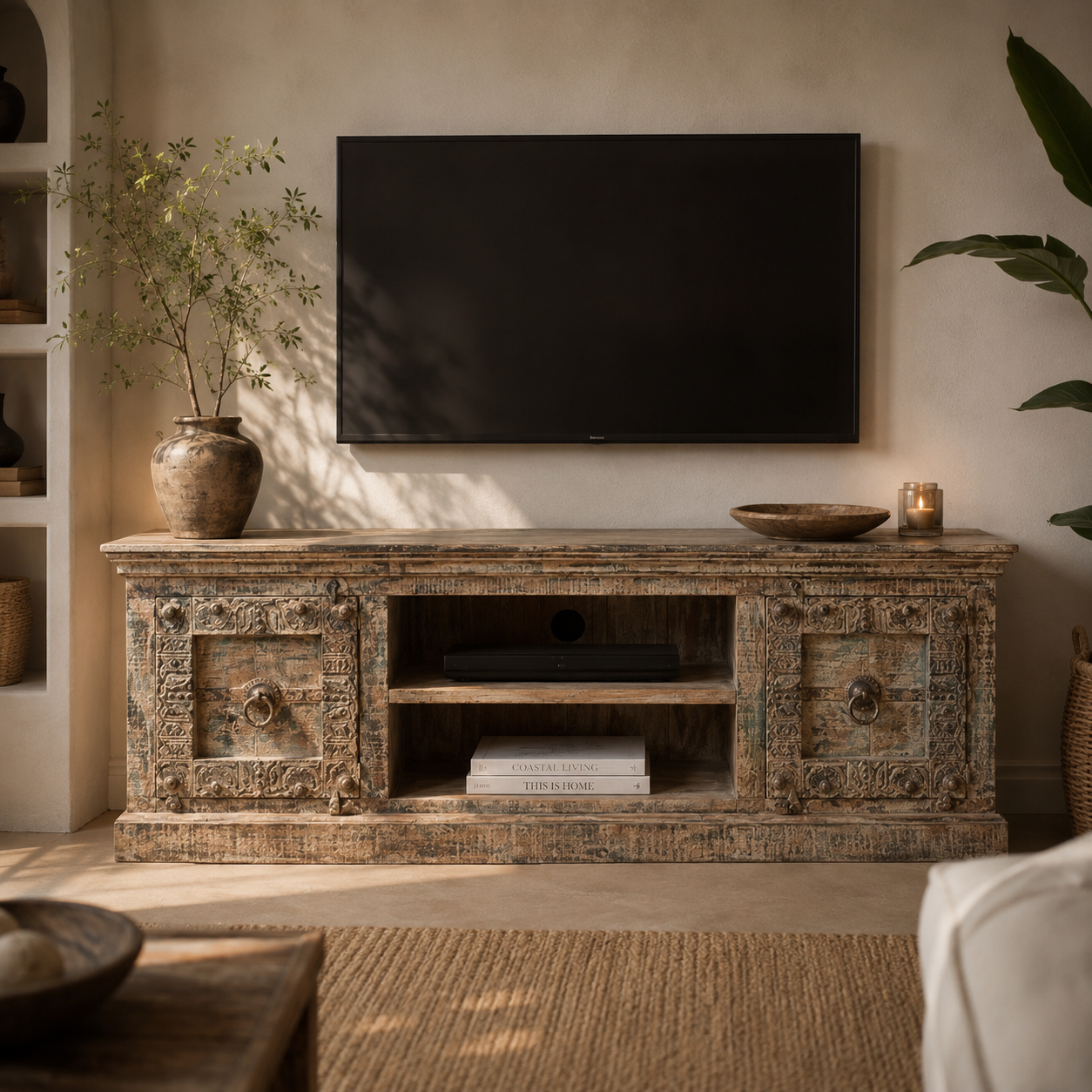 Morfogen Hand Carved Wooden TV Cabinet
