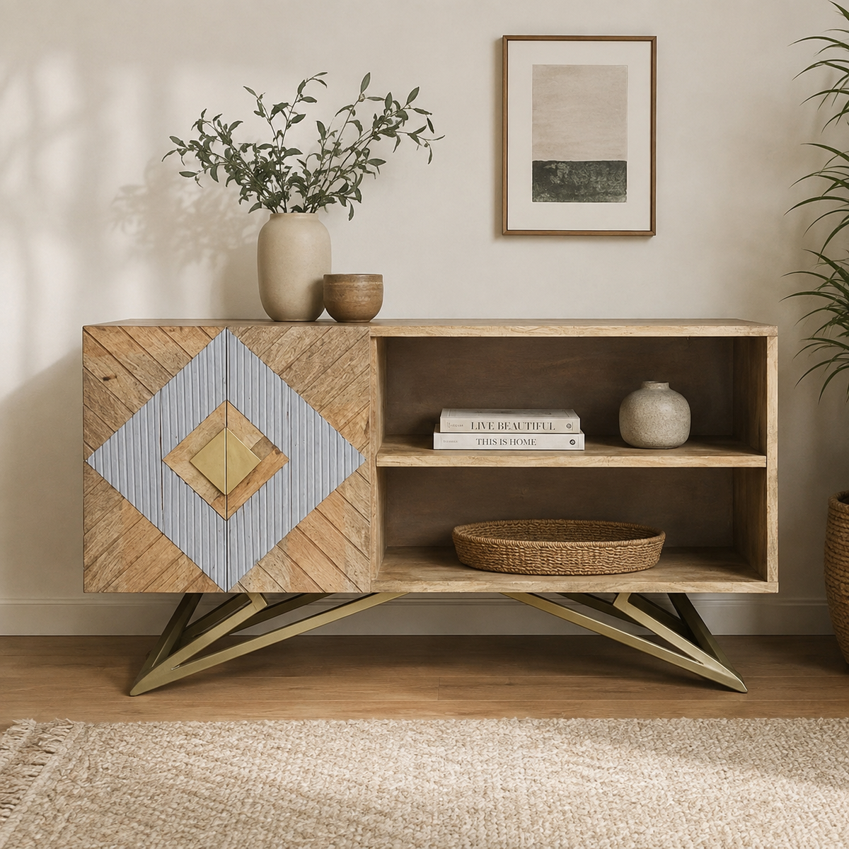 Wendy Hand Carved Wooden TV Console