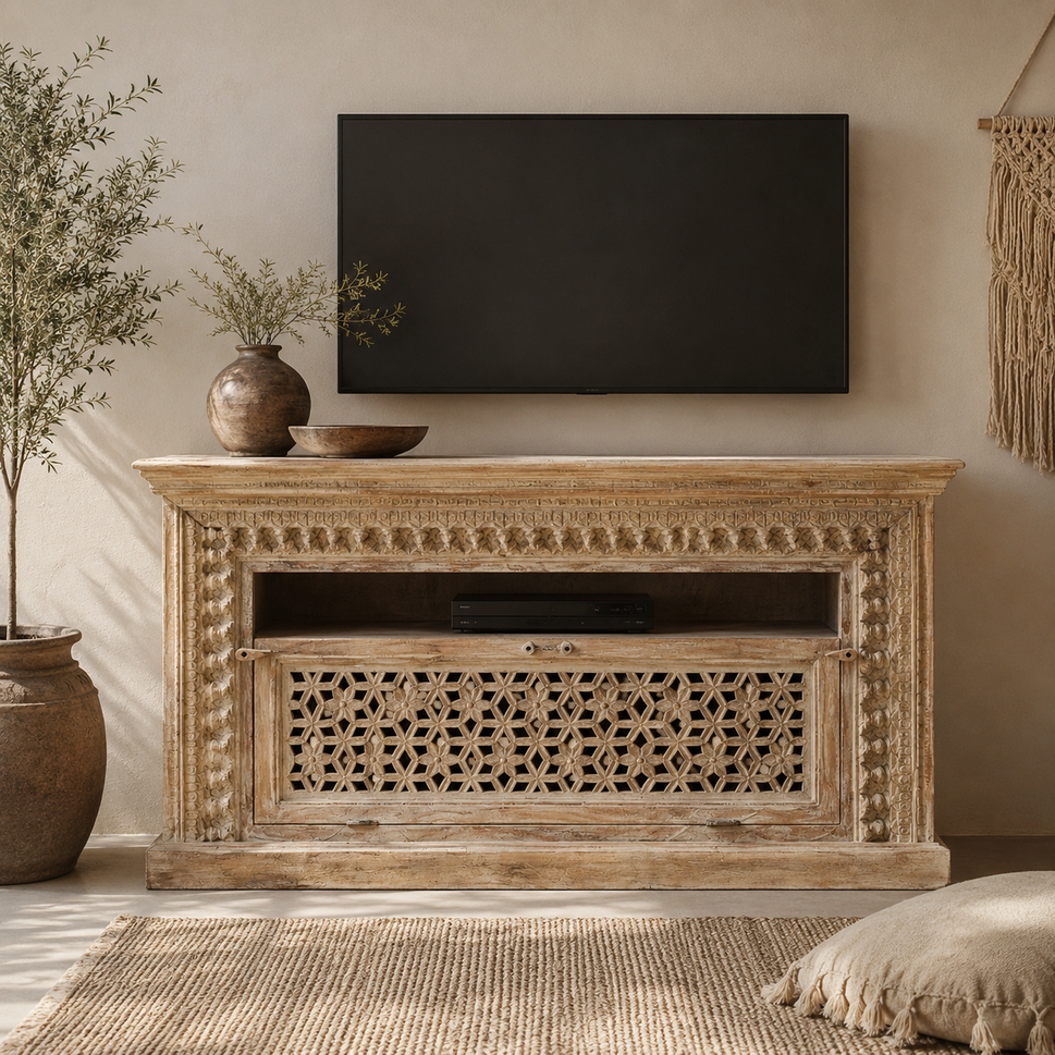 Evie Hand Carved TV Cabinet